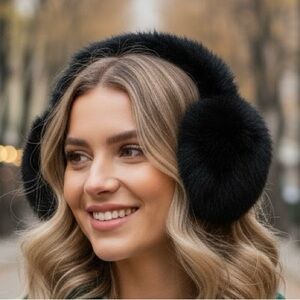 New Deep Black Cozy Faux Fur 3M Insulate Earmuffs Warm Headband Ear Warmers NIP